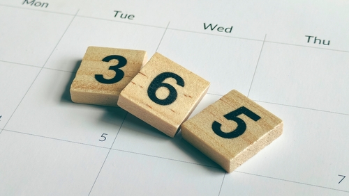 stock photo wooden blocks forming the number on a calendar page symbolizing a full year annual plan 2687893325